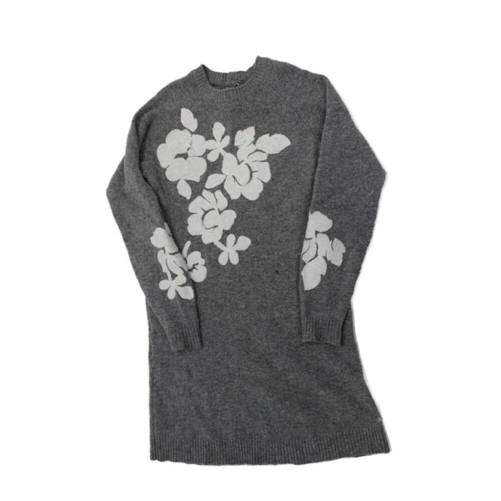 Tartine et Chocolat Childrens Girls Embroidered Sweater Dress Grey Size 12